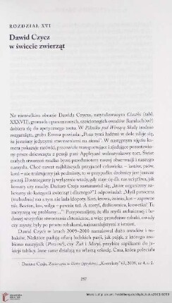 Rozdział XVI Dawid Czycz w świecie zwierząt