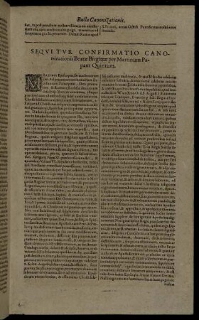 Sequitur Confirmatio Canonizationis Beatæ Birgittæ per Martinum Papam Quintum.