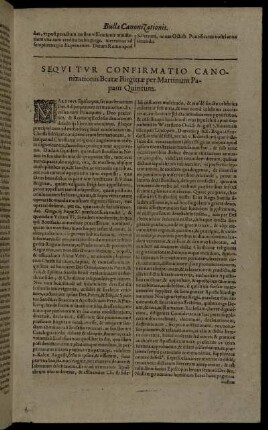 Sequitur Confirmatio Canonizationis Beatæ Birgittæ per Martinum Papam Quintum.