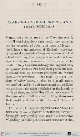 Correggio and Giorgione, and their Scholars
