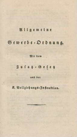 Allgemeine Gewerbe-Ordnung