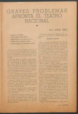 Graves problemas afronta el teatro nacional