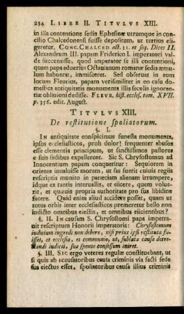Titulus XIII. De restitutione spoliatorum.