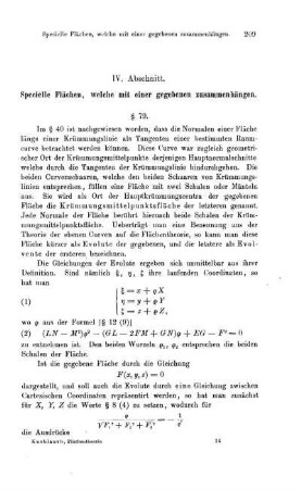 IV. Abschnitt. Specielle Flächen, welche mir einer gegebenen zusammenhängen.