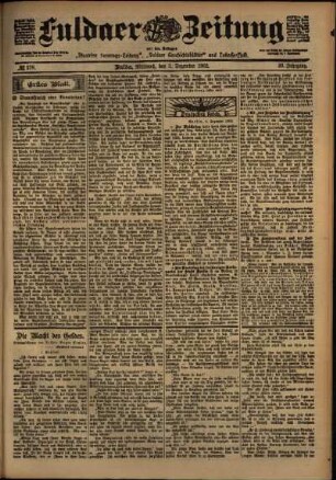 Erste Ausgabe vom Mittwoch, den 03. Dezember 1902.