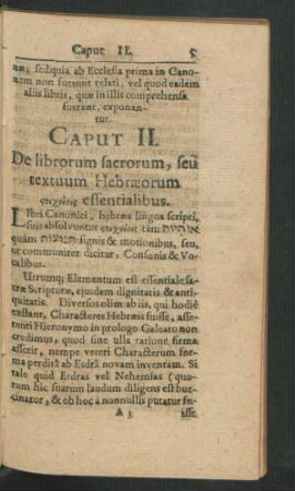 Caput II. De librorum sacrorum, seu textuum Hebraeorum ... essentialibus.