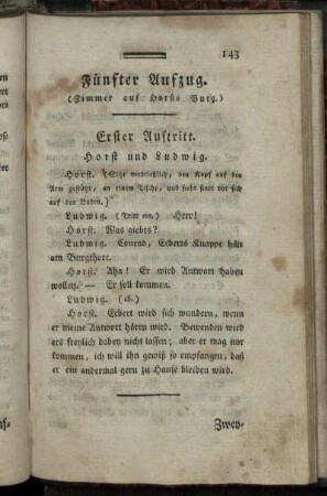 Fünfter Aufzug. (Zimmer auf Horsts Burg.)