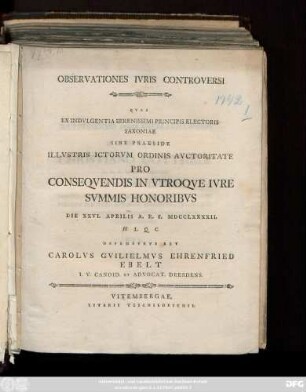 Observationes Ivris Controversi