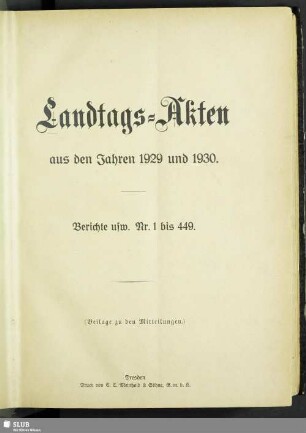 4.1929/30,1/449: Landtags-Akten / Berichte