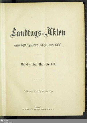 4.1929/30,1/449: Landtags-Akten / Berichte