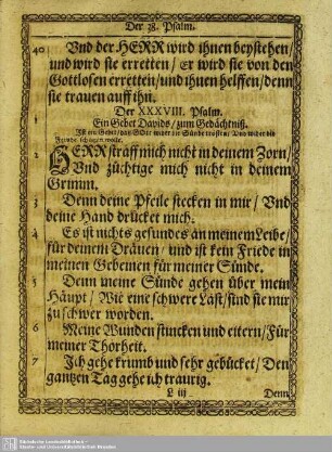 Der XXXVIII. Psalm