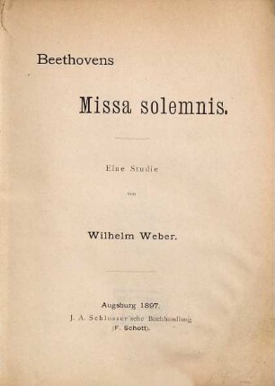 Beethovens Missa solemnis : eine Studie