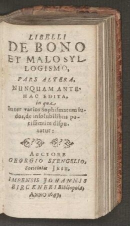 2: In qua Inter varios Sophismatum ludos, de insolubilibus potissimum disputatur