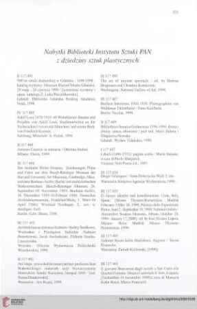 Nabytki Biblioteki Instytutu Sztuki PAN z dziedziny sztuk plastycznych