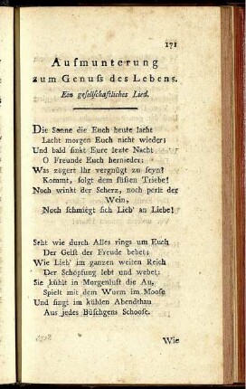Aufmunterung zum Genuss des Lebens. - Gürgens Frage an seine Brüder.