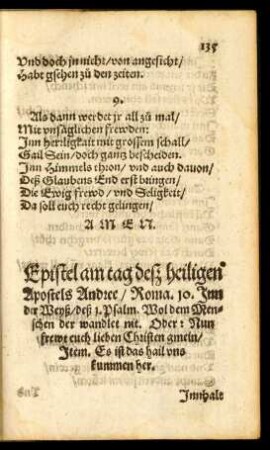 Epistel am tag deß heiligen Apostels Andree ...