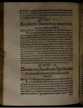 Quaestio X. An plures Daemones unum hominem possidere possint?