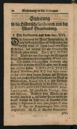 Einleitung in die historische Scribenten von der Marck Brandenburg.