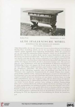21: Alte italienische Möbel : Ausstellung bei Herrmann Gerson