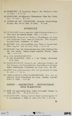 Dosen – Rähmchen – Miniaturen und Plaketten (Nr. 311-389)