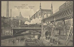 Ansichtskarte "Elektr. Hochbahn über die Anhalter Bahn und den Landwehrkanal fahrend"