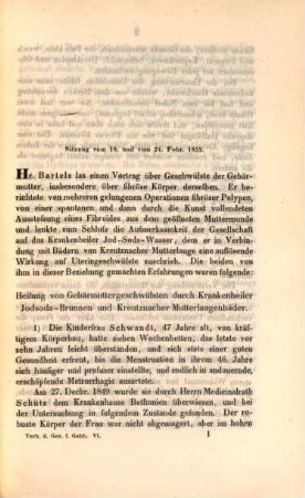 Verhandlungen der Gesellschaft für Geburtshilfe in Berlin. 6. 1852