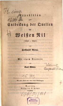 Expedition zur Entdeckung der Quellen des weißen Nil : 1840 - 1841