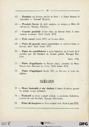 Sièges (Nr. 73-83)