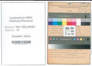 Entnazifizierung Heinz Goossen , geb. 18.05.1921 (Zoologe)