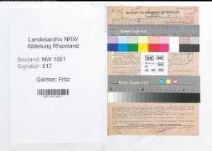 Entnazifizierung Fritz Geimer , geb. 13.12.1903 (Metzger)