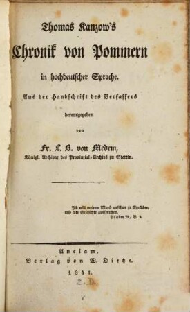 Chronik von Pommern in hochdeutscher Sprache
