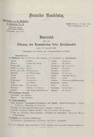 51. Jahrg. Nr. 14., ... den 29. Juni 1911