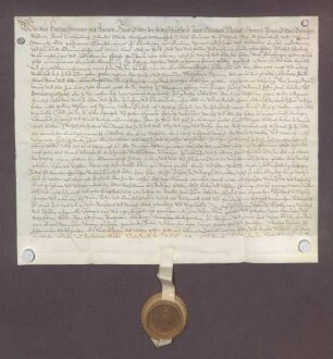 Hans Göller, Schultheiß, und genannte Mitglieder des Gerichts zu Östringen beurkunden eine Gültverschreibung des Matthis Osterkich und seiner Ehefrau Barbara über 15 Gulden gegenüber Wilhelm Rehm, Generalkollektor des Bistums Speyer.