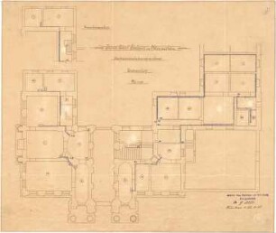 Landbauamt München; München; Prinz-Carl-Palais, Umbauten - Heißwasseranlage (Grundriss EG, Grundriss Zwischengeschoss)