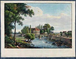Ansicht des Reisewitzschen Gartens mit dem Wasserschlösschen (Neidschützschlösschen, Kielmannseggeschlösschen) im Plauenschen Grund bei Dresden