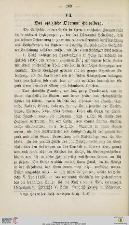 VII. Das pfälzische Oberamt Heidelberg