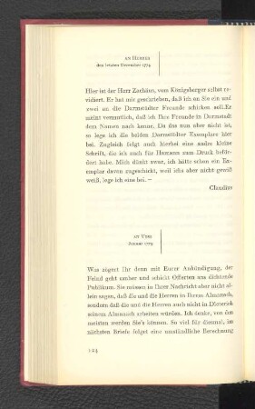 An Voss Januar 1775