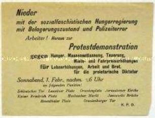 Aufruf zu einer Demonstration der KPD am 1. Februar 1930 in Berlin