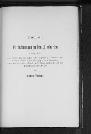 Anhang. Erläuterung zu den Flurkarten.
