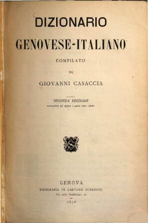 Dizionario genovese - italiano