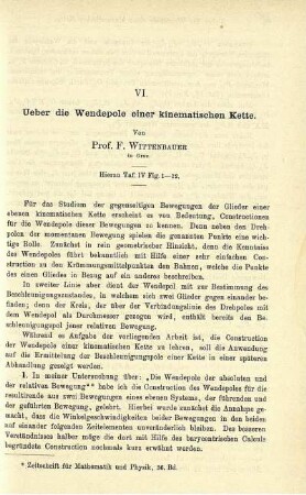 VI. Ueber die Wendepole einer kinematischen Kette.