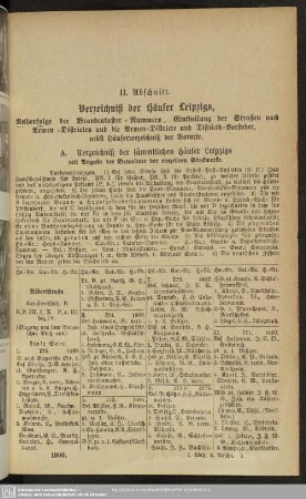 II. Abschnitt. Verzeichnis der Häuser Leipzigs