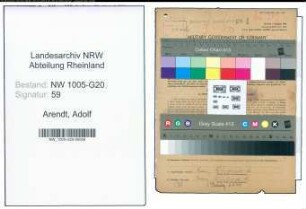 Entnazifizierung Adolf Arendt , geb. 20.02.1909 (Vorarbeiter)