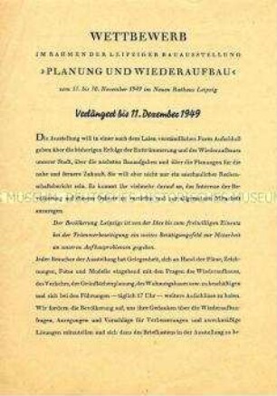 Aufruf zum Wettbewerb im Rahmen der Leipziger Bauausstellung