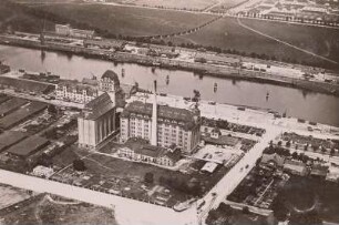Dresden, Bienertmühle : Dresden. Alberthafen mit Bienertmühle. Luftbild