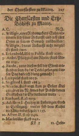 Die Churfürsten und Ertz-Bischöffe zu Maintz.
