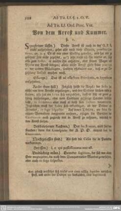 Ad. Tit. LI. Ord. Proc. Vet. Von dem Arrest und Kummer