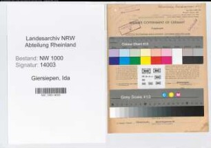 Entnazifizierung Ida Giersiepen, geb. 17.06.1898 (Postassistentin)