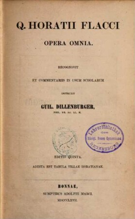 Q. Horatii Flacci Opera omnia
