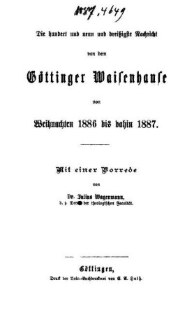139: Nachricht von dem Göttinger Waisenhause
